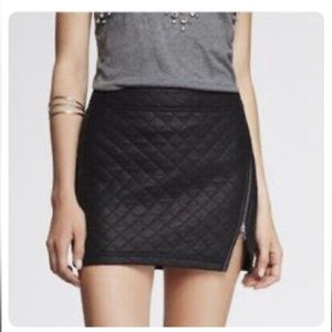Express quilted asymmetrical zipper mini skirt